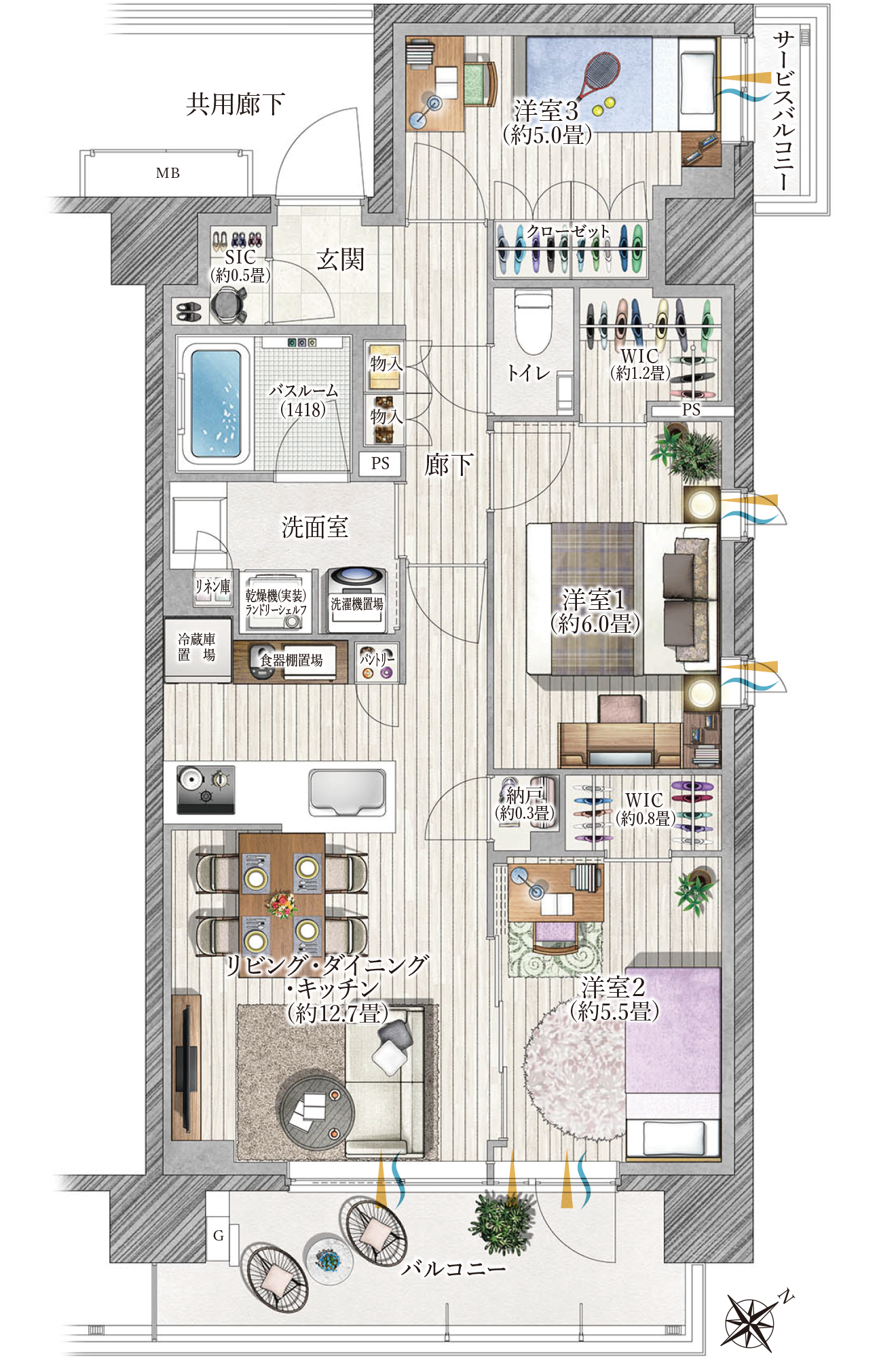 Itype 家具入り間取り図